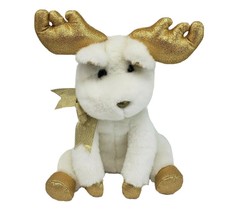 12&quot; Vintage Applause Golden Wishes Moose Sparkly White Stuffed Animal Plush Toy - £36.60 GBP