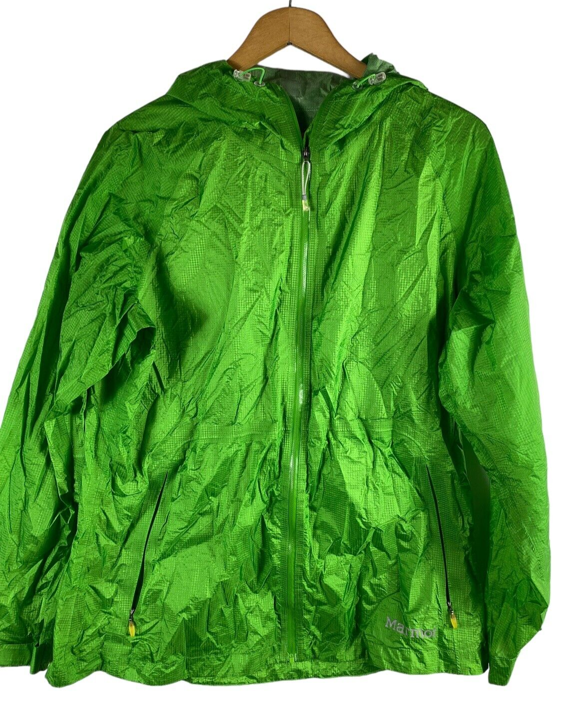 Marmot Windbreaker Size Large Womens Green Hooded Full Zip Packable Ligh... - $46.53