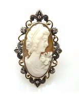 Authenticity Guarantee 
10k Gold Huge Oval Genuine Natural Cameo Ring wi... - $9,697.77 MXN
