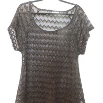 Lagaci Black Electric Betty Chevron Pattern Crochet Knit Swim Cover Up Med - $18.70
