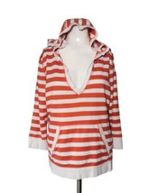 Lauren Ralph Lauren Active Hoodie Knit Top Size L Striped Orange White P... - £16.42 GBP