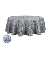 Tektrum 70&quot; Round Damask Tablecloth-Waterproof/Spill Proof/Heavy Duty -Blue - £17.20 GBP