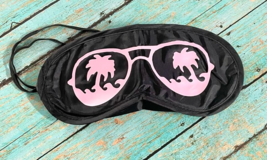 PINK Beachy Palm Trees Sunglasses EYE MASK Black Sleep Mask OS - £7.47 GBP