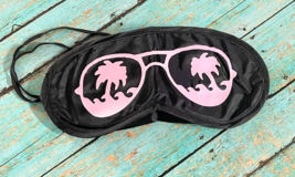 PINK Beachy Palm Trees Sunglasses EYE MASK Black Sleep Mask OS - £7.58 GBP