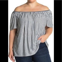 Max Studio Off-the-Shoulder Top, Blue/White, Size 3X, NWT - £29.41 GBP