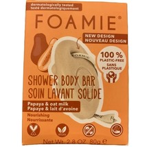 Foamie Shower Body Bar Papaya &amp; Oat Milk 2 in 1 Nourishing 2.8oz 80g - £1.78 GBP