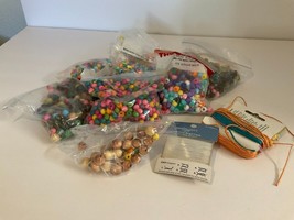 Mixed Craft Bead Lot 2 lbs. Variety of Wood Pony Glass Plastic Beads Plu... - £9.91 GBP