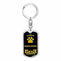 Dog Dad Gift French Spaniel Swivel Keychain Stainless Steel or 18k Gold - £24.49 GBP