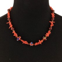LAMPWORK glass &amp; branch coral necklace - sterling 925 OOAK hand-crafted ... - £19.69 GBP