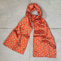 Vintage Groovy Orange Floral Medallion Fashion Scarf Seventies Vibes - $11.88