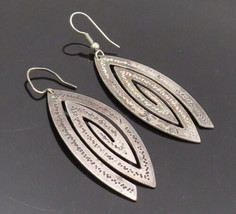 925 Sterling Silver - Vintage Dented Spiral Eye Dangling Earrings - EG12770 - £32.21 GBP