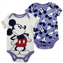 MICKEY MOUSE Boys Newborn 2-Pack Creeper 6-9M - £8.11 GBP