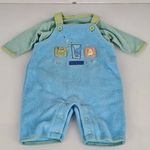 Carters John Lennon Baby Boy Fleece Overalls Elephant Rhino Palm Tree Outfit 0-3 - £24.52 GBP