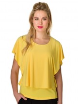 &quot;Tanisha&quot; Softly Layered Draped Top in Maize by Colletta - $33.95