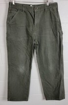 Carhartt Mens B11 Mos Moss Green Dungaree Cotton Canvas Work Pants 36x30 - £27.69 GBP