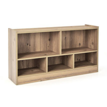 Kids 2-Shelf Bookcase 5-Cube Wood Toy Storage Cabinet Organizer-Natural - Color - £105.88 GBP