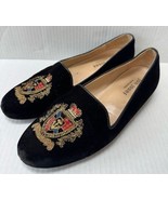 Jon Josef Black Velvet Gatsby Shield Emblem Leather Loafers Flats Shoes ... - $1,678.29 MXN