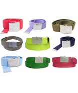 BZ30-HEAVY DUTY CANVAS MILITARY STYLE BELT W/CLEAR RHINESTONE BELT BUCKLE - $10.61 CAD