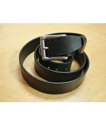 Mens Genuine Leather Black Belt Size 46-48 Silver Buckle Work Belt Flex ... - £14.55 GBP