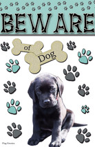 Beware Of Dog Black Lab Puppy Garden Flag Emotes Double Sided Yard Banner N - £10.61 GBP