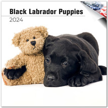 BLACK LABRADOR PUPPIES Wall Calendar 2024  Animal DOG PET Lover Gift - £19.37 GBP