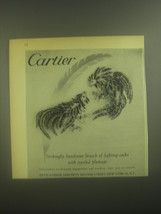 1945 Cartier Jewelry Ad - Strikingly handsome brooch of fighting cocks - $18.49
