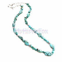 Lucky Brand Silver Tone &amp; Natural Turquoise Stone Bead Necklace - $28.49