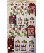Lot Of 16 Wooden Wine Gift Tags Christmas  Elf &amp; Red Wine - €15,10 EUR
