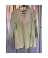 Brooks Brothers 346 Blouse Womens Top Tunic 3/4 Sleeve Mint Green Size L... - €17,08 EUR