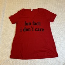 Women&#39;s “fun fact: i don’t care” Graphic Short Sleeve T-Shirt Red XL - £11.09 GBP