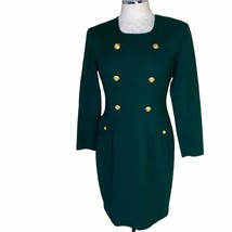 Vintage Donna Ricco New York Petite Wool Long Sleeve Dress with Gold But... - $31.44
