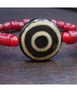Vintage tibetan luk mik goat eye agate stone decorated glass beads brace... - €47,49 EUR