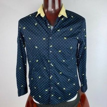Moderno Mens XL Blue Aqua Polka Dot Print Long Sleeve Button Down Shirt - £15.04 GBP
