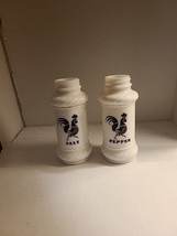 VTG HAZEL ATLAS ROOSTER MILK GLASS SALT &amp; PEPPER Set Rope Design  NO LIDS - $9.49