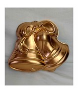 Vintage Bells Jello Mold Cake Pan Aluminum Copper Color 12 X 9 3/4&quot; - £10.28 GBP