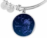 S zodiac sign blue night stainless steel or 18k gold circle bangle bracelet eylg 2 thumb155 crop