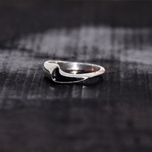 Just Do It Ring Handmade Jewelry Black Enamel Filled 925 Silver Tiny Unisex Ring - £28.86 GBP