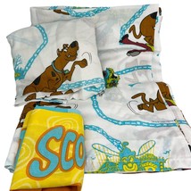 Vintage Scooby Doo Twin Sheet Set Fitted Flat Pillow Case 1999 Hanna-Barbera - £37.38 GBP