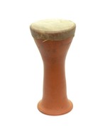 Terracotta Small Bongo Drum Handcrafted Pottery Goblet Skin Vintage 8&quot; h... - £20.54 GBP