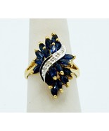 1.0 Carat Total Weight Sapphire &amp; Diamond 10k Gold Cocktail Ring 201902089 - $449.99