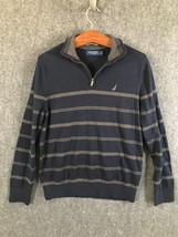 Nautica Sweatshirt Men&#39;s Size Medium Pullover Navy/Blue Long Sleeve Striped - £9.94 GBP