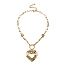 AENExaggerated Punk Big Love Pendant Necklace Steampunk Heart Shape Long Chain N - £13.00 GBP