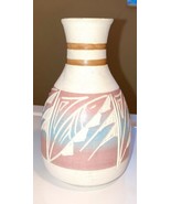 Mexican Vintage Pottery Vase Sand Textured Hand Painted Art - £24.72 GBP