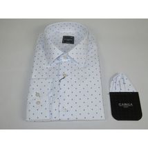 Men Shirt Hankie CASILA Turkey Cotton Blend 501850-01 White Blue Dots image 4