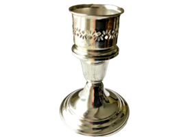 Sterling Silver Hurricane Globe Candlestick Will Hold Glass Globe 4 5/8” Tall - £48.02 GBP