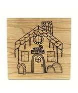 Gingerbread House Rubber Stamp Amy Comstock-Combs Wooden Back 3 x 3.75 - £17.00 GBP