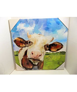NEW Country Cow Print Stretched Canvas Wall Art Rustic Home Cow Painting - £21.64 GBP