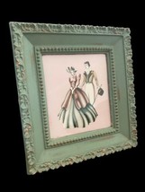 Mint Jade Green Ornate Wood Frame Vtg Art Romantic Victorian Couple Gallery Wall - £59.50 GBP
