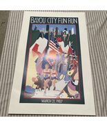 Vintage Poster Bayou City Fun Run 1987 The Houston Festival Liz Hirschey... - $37.28 CAD