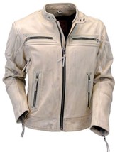 New Handmade Oily Sand Color Vented Warrior King Leather Motorcycle Jacket 2019 - £112.46 GBP